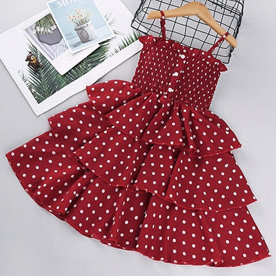 Girls Polka-Dot Summer Suspender Dress