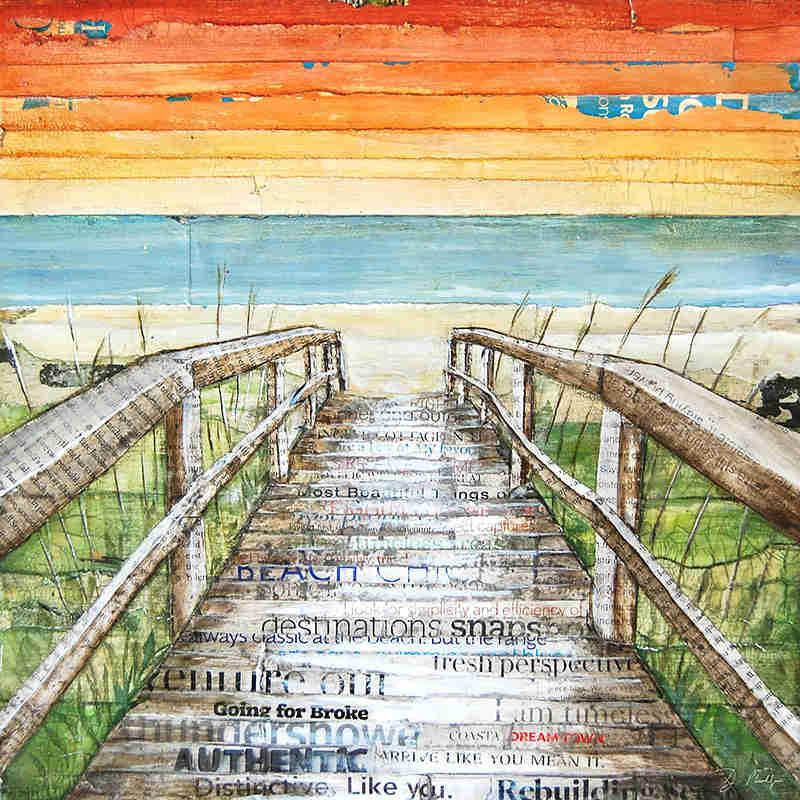 Danny Phillips - The Approach: Beach Path Mixed Media Collage Art Print