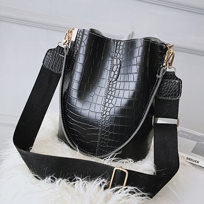Vintage Leather Crossbody Bag for Women 2023, Stone Pattern Bucket Bag with Shoulder Belt