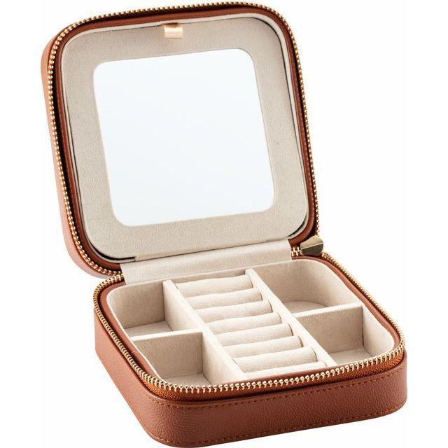 Portable Leatherette Jewelry Case with Mirror