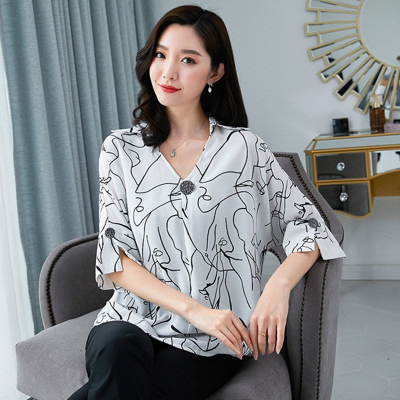 Women's Plus Size Summer Chiffon Batwing Tee