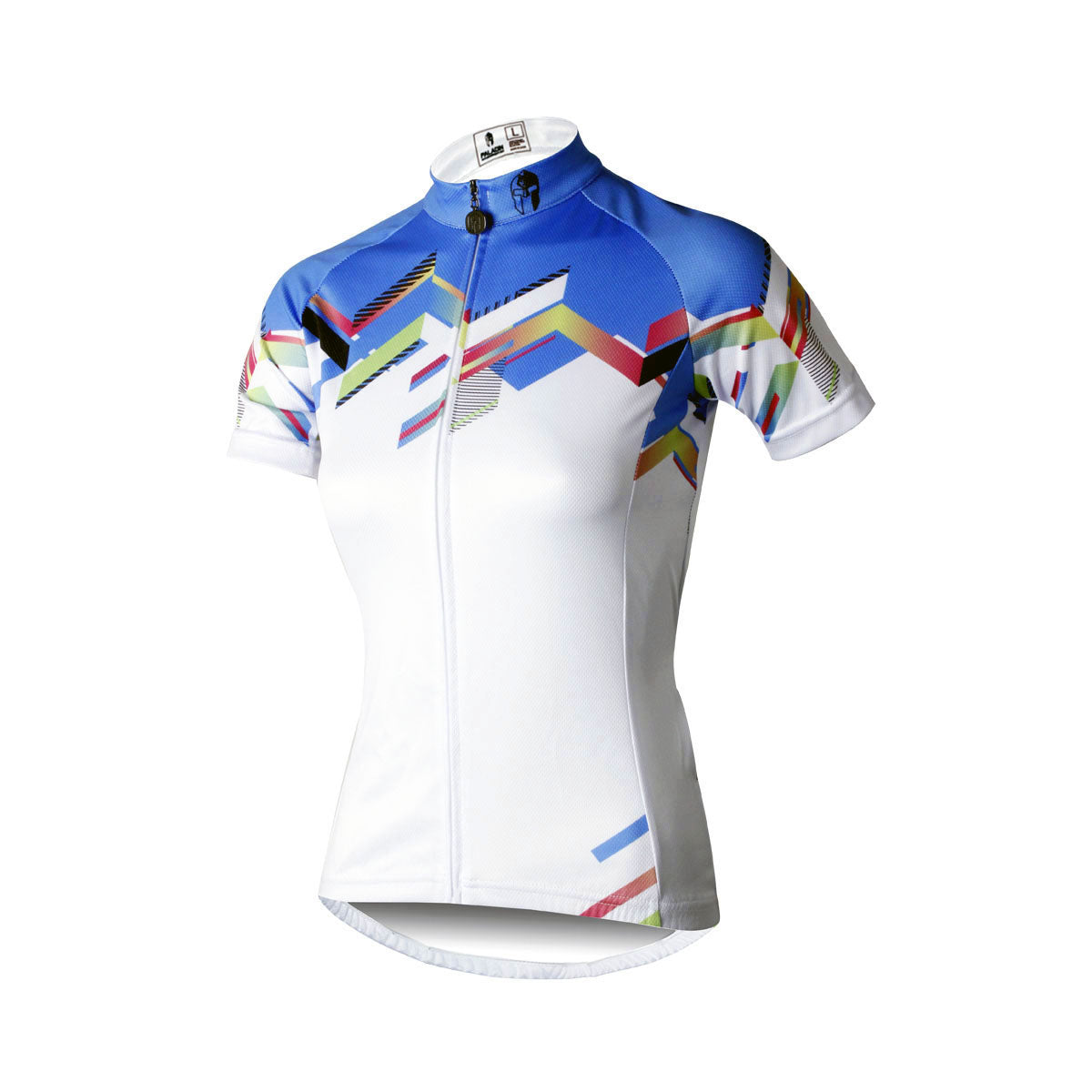 Ilpaladino Women's Quick Dry Cycling Jersey, Blue-Shoulder White, Breathable & UV Protection