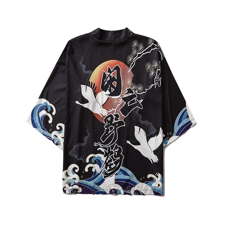 Japanese Anime Style Whale Print Kimono for Men & Women