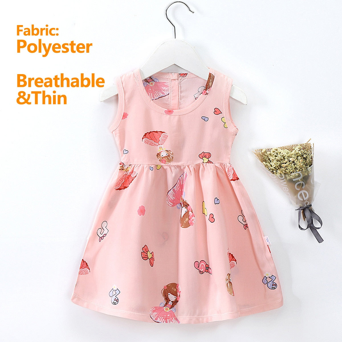 Elegant Floral Girls' Sleeveless Summer Dress