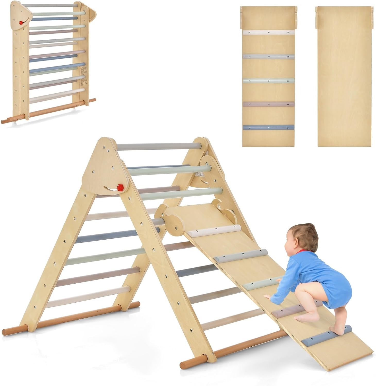 OLAKIDS 3-in-1 Foldable Montessori Pikler Climber for Toddlers