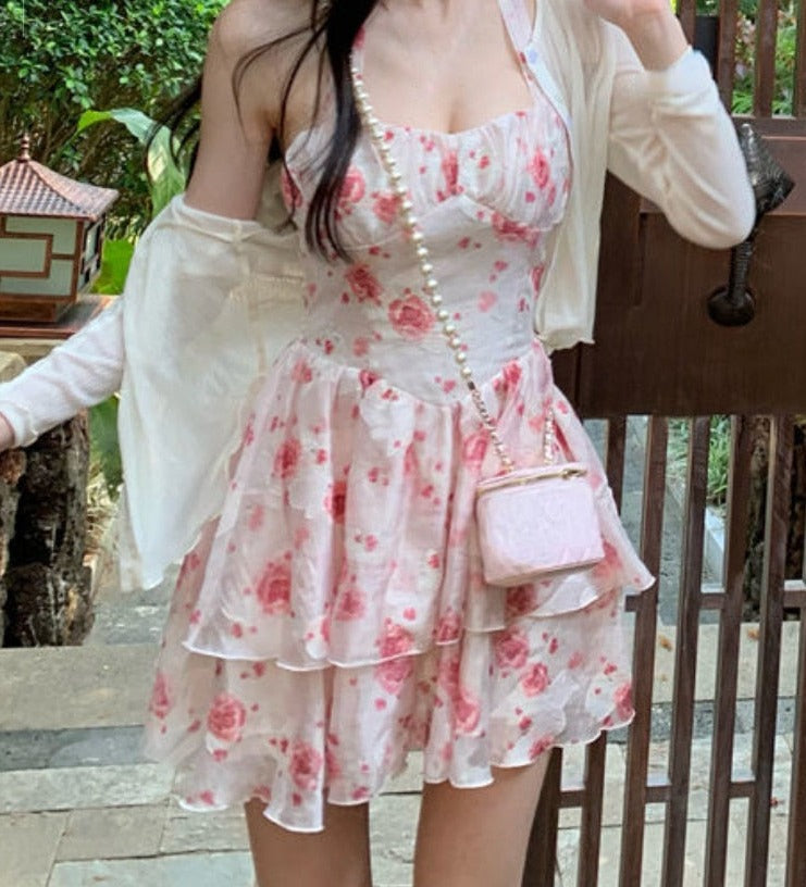 Kukombo Women's Floral Mini Dress & Casual Blouse Set