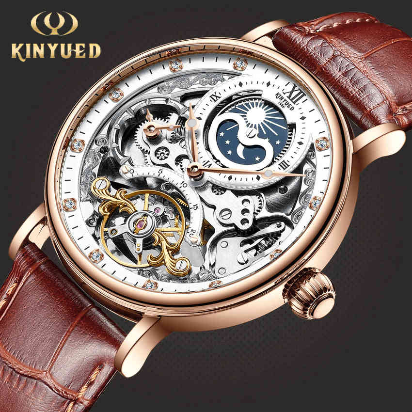 KINYUED Swiss Mechanical Watch with Double Calendar