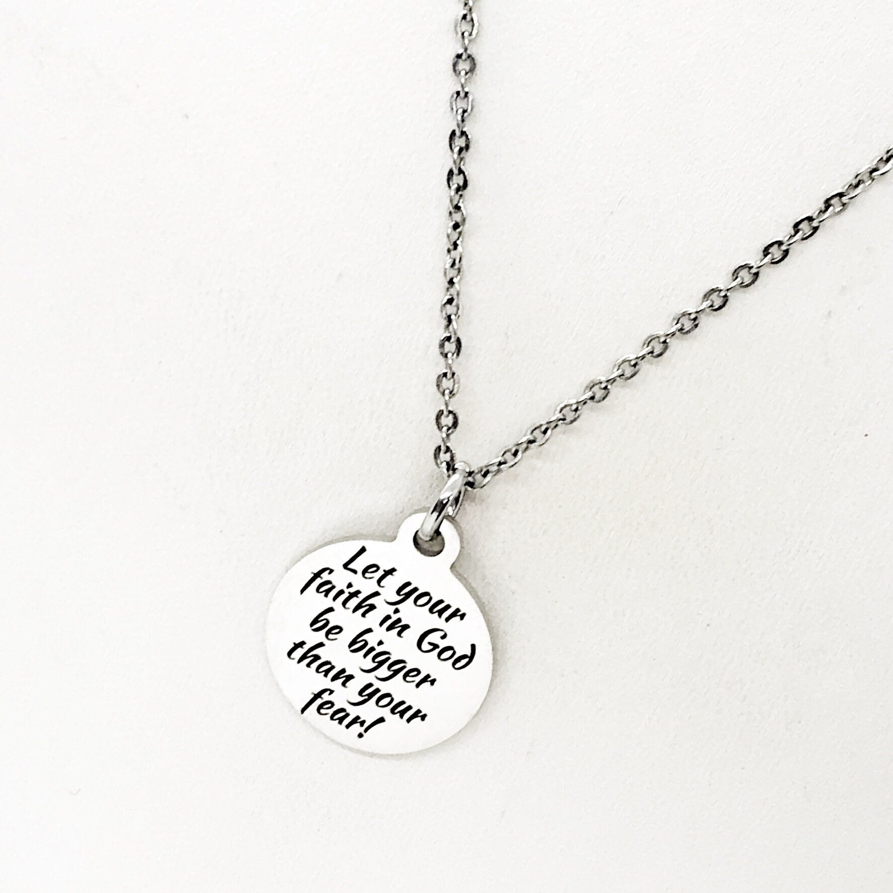 Stainless Steel Faith Necklace - Embrace Bigger Faith, Overcome Fear