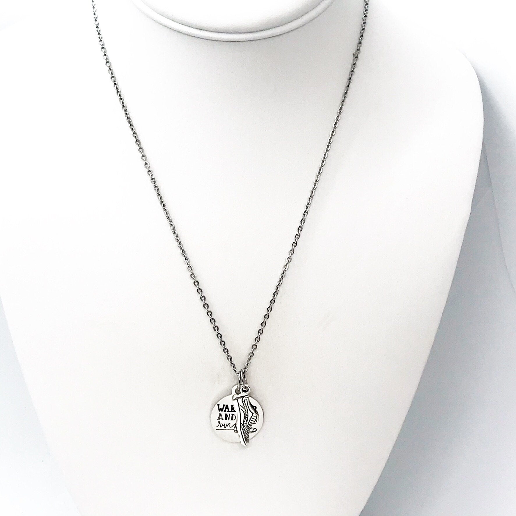 Stainless Steel Running Inspiration Pendant Necklace