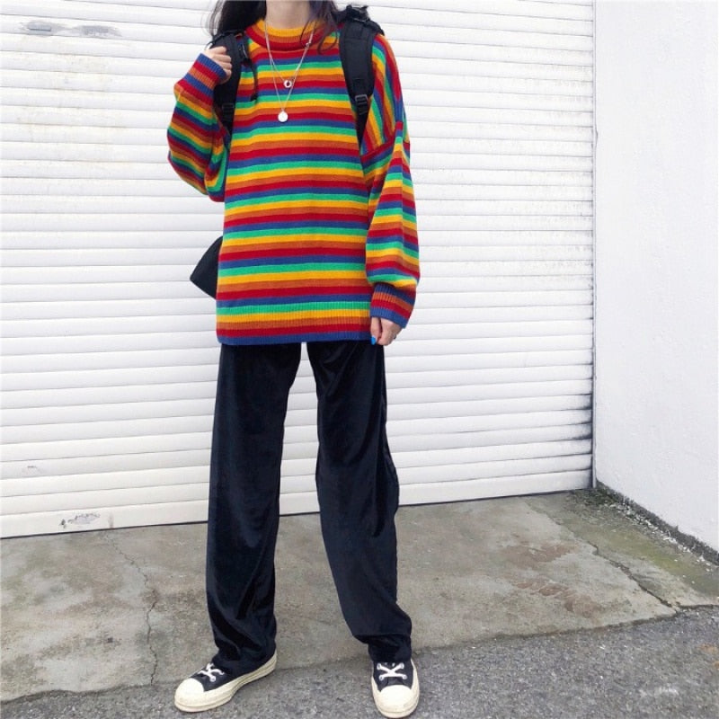 Women's Striped O-Neck Sweater with Casual Style