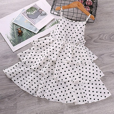 Girls Polka-Dot Summer Suspender Dress