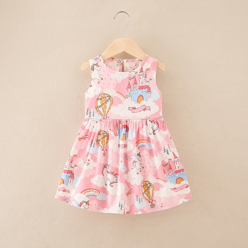 Elegant Floral Girls' Sleeveless Summer Dress