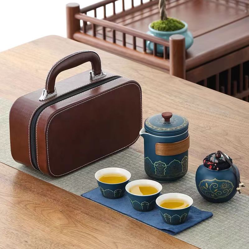 Handcrafted Mutton Fat Jade Porcelain Travel Tea Set