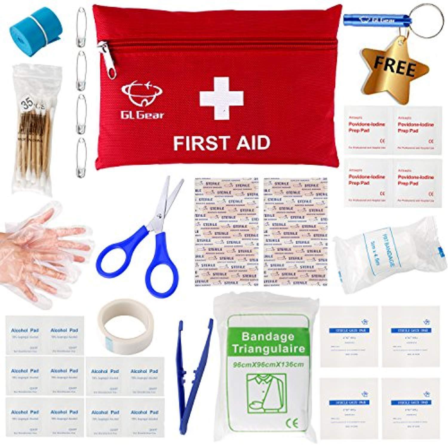 GL Gear Compact First Aid Kit, 41-Piece Emergency Survival Bag for Outdoors and Home