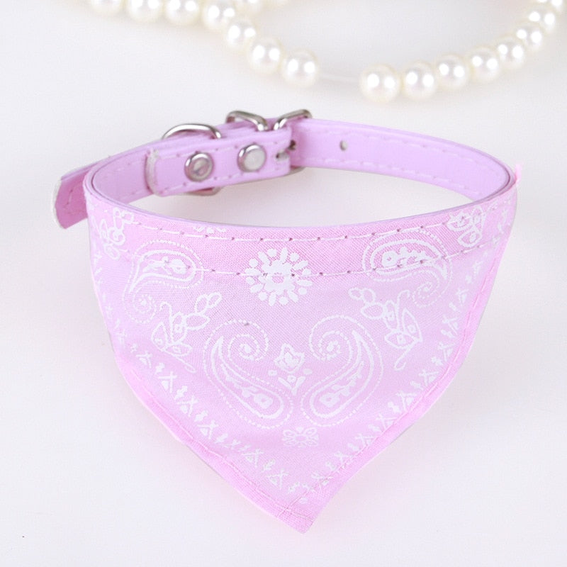 Premium Adjustable Dog Bandana Leather Collar - Soft Print Design