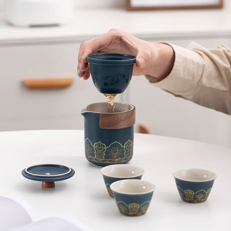 Handcrafted Mutton Fat Jade Porcelain Travel Tea Set