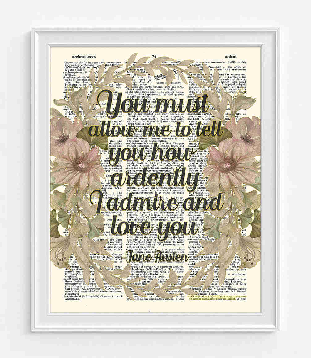 Eloquent Love - Jane Austen Dictionary Art Print
