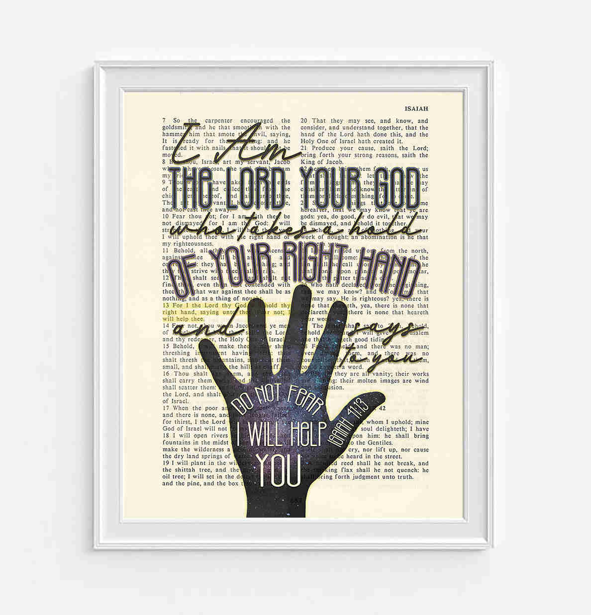 Isaiah 41:13 Christian Art Print - Encouragement from the Bible