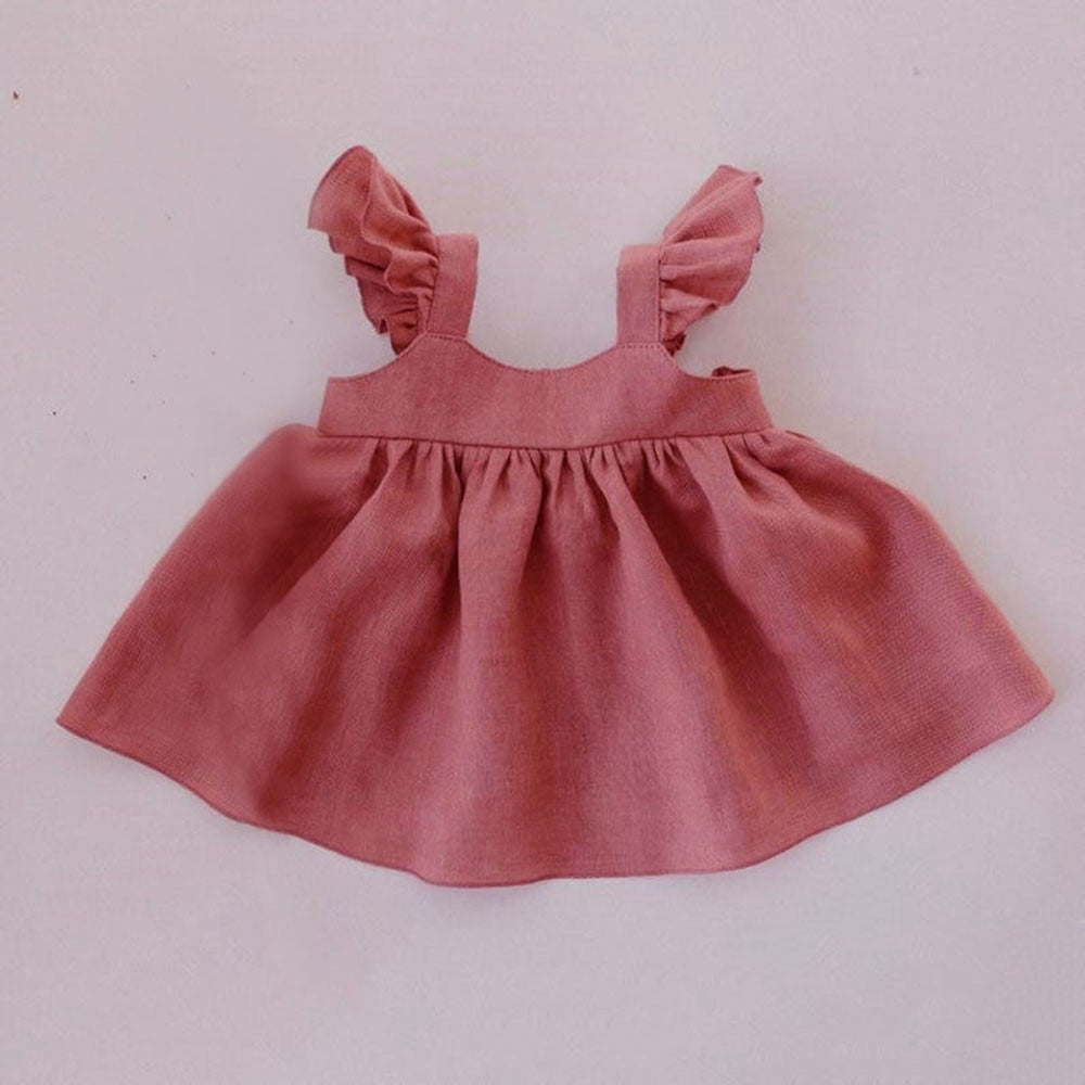 Cotton Linen Baby Girl Dresses for Summer, Cute A-Line Mini Dresses