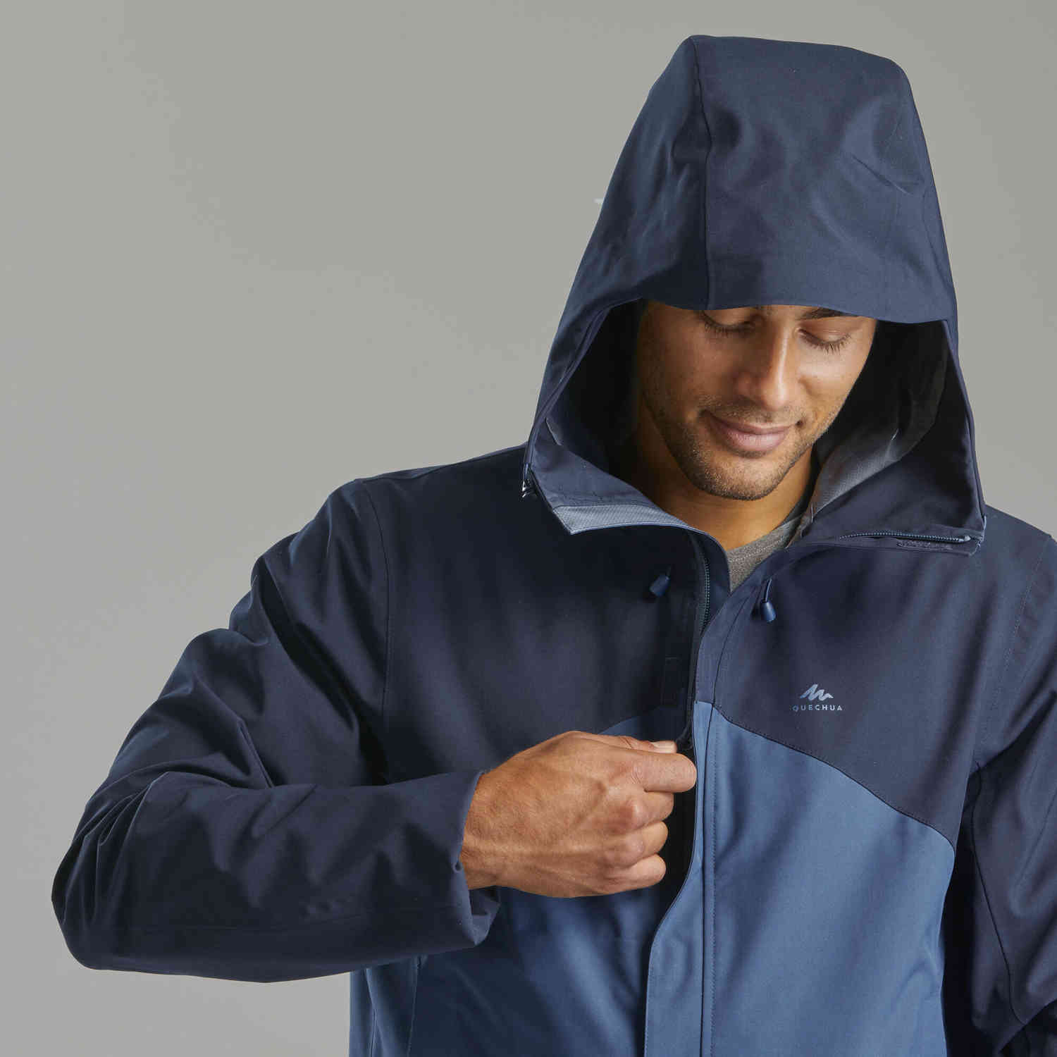 Quechua Men's MH150 Waterproof Rain Jacket - Lightweight & Adjustable