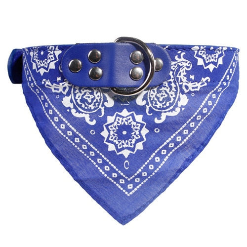 Premium Adjustable Dog Bandana Leather Collar - Soft Print Design