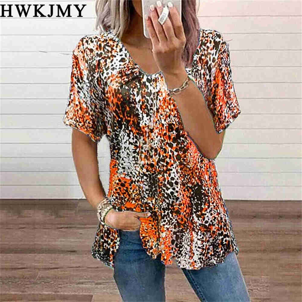 Women's Summer Floral V-neck Short Sleeve T-shirts