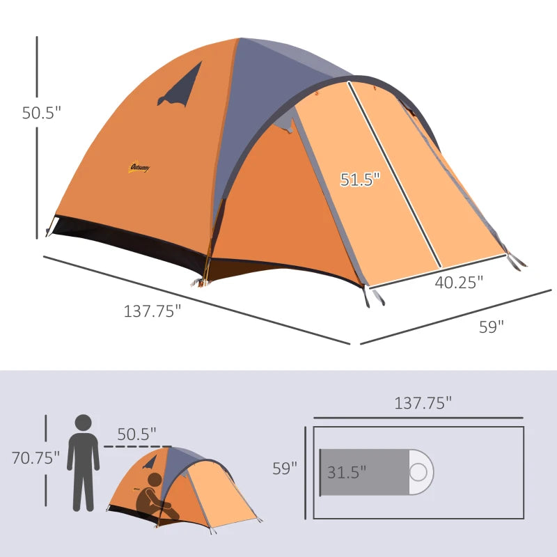 Outsunny 4-Person Camping Tent, Portable and Lightweight Outdoor Shelter