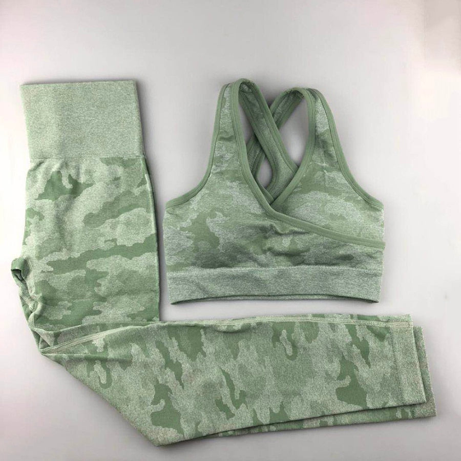 Camo Seamless Yoga Set for Women | High Impact Fitness Wear