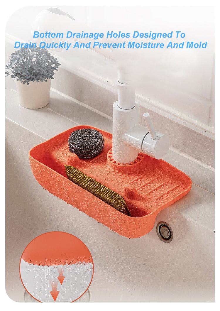 Upgraded Silicone Sink Organizer - Multipurpose Sponge, Soap, and Brush Holder
