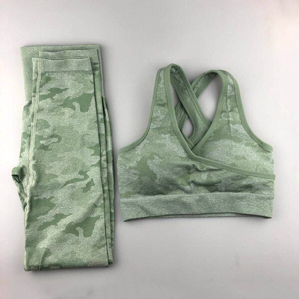 Camo Seamless Yoga Set for Women | High Impact Fitness Wear