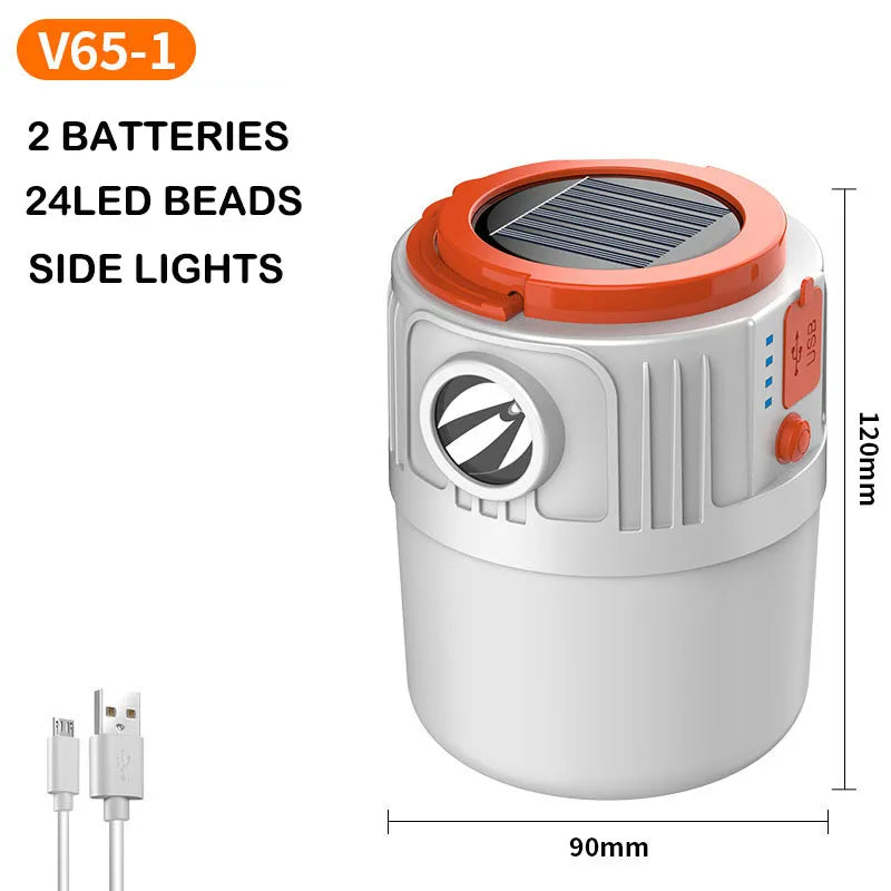 Solar-Powered Camping Lantern with USB Charging and Remote Control