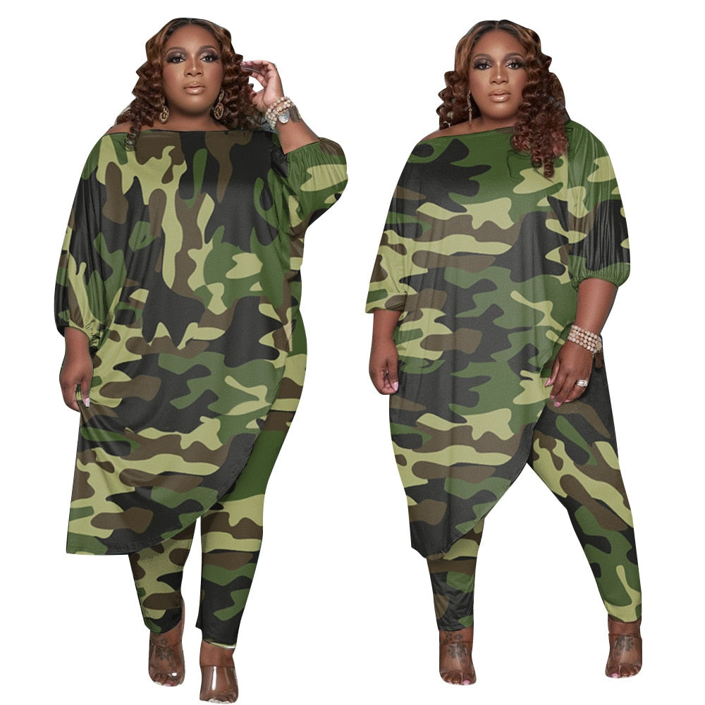 Stylish Plus Size Women's Bohemian Tracksuit Set