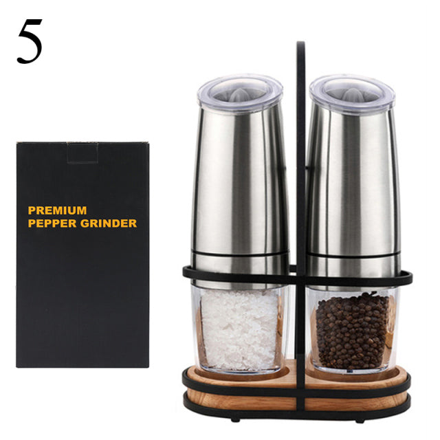 Stainless Steel Electric Salt and Pepper Grinder Set with Adjustable Coarseness