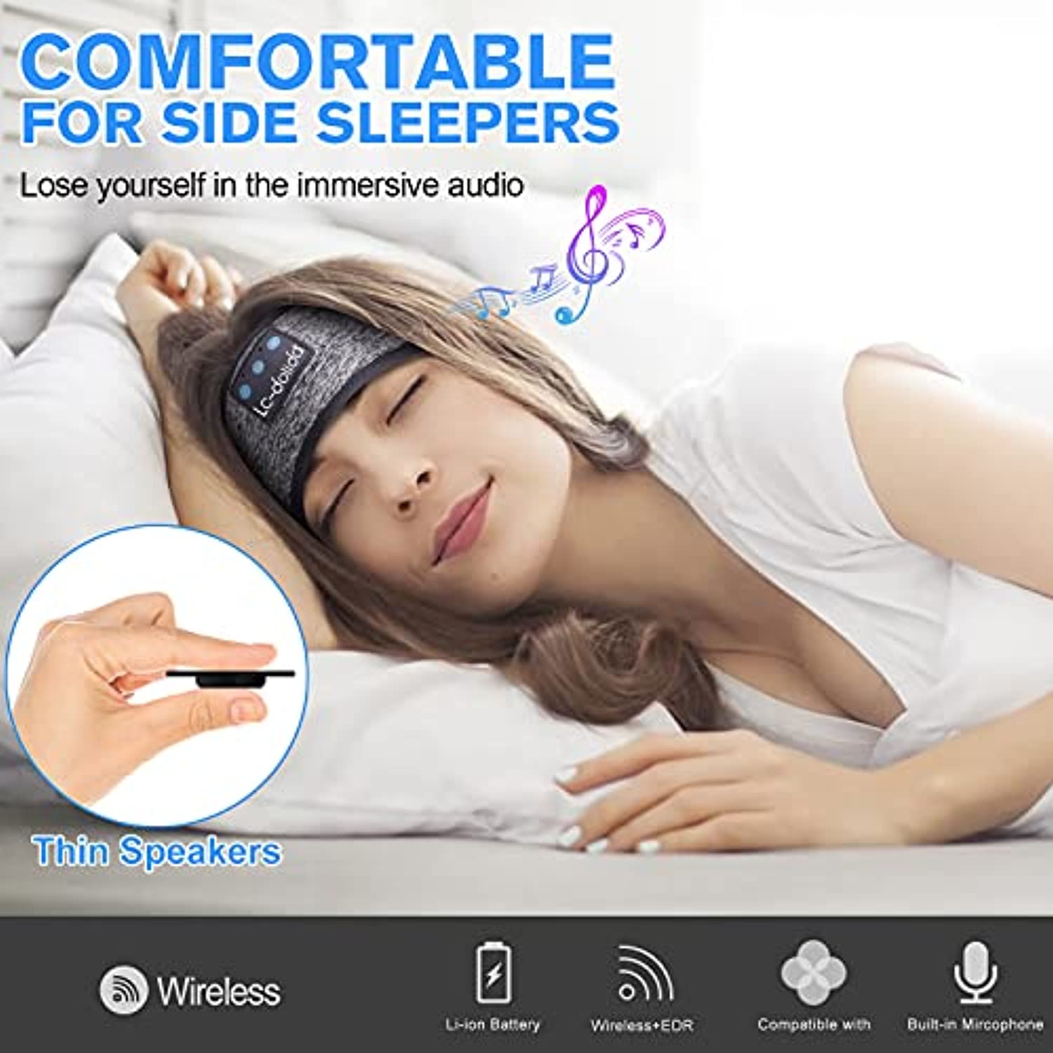 JAOK Sleep Headphones - Comfortable Bluetooth 5.2 Headband for Sleep, Workout, and Travel