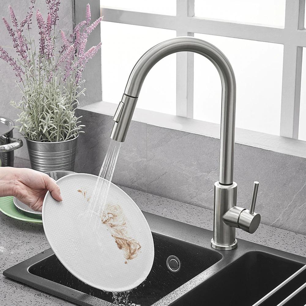 Touchless Sensor Kitchen Faucet with Pull-Down Sprayer
