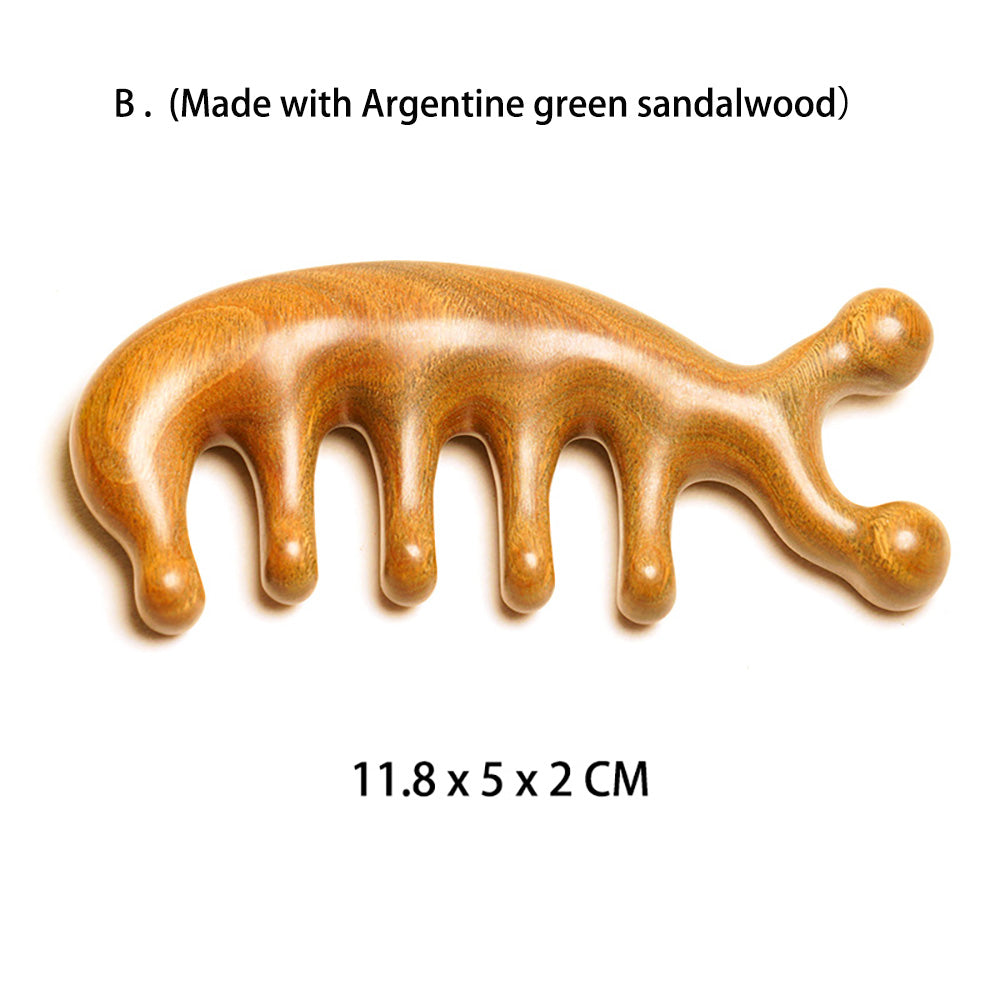 Green Sandalwood Meridian Massage Comb for Health Hair Therapy