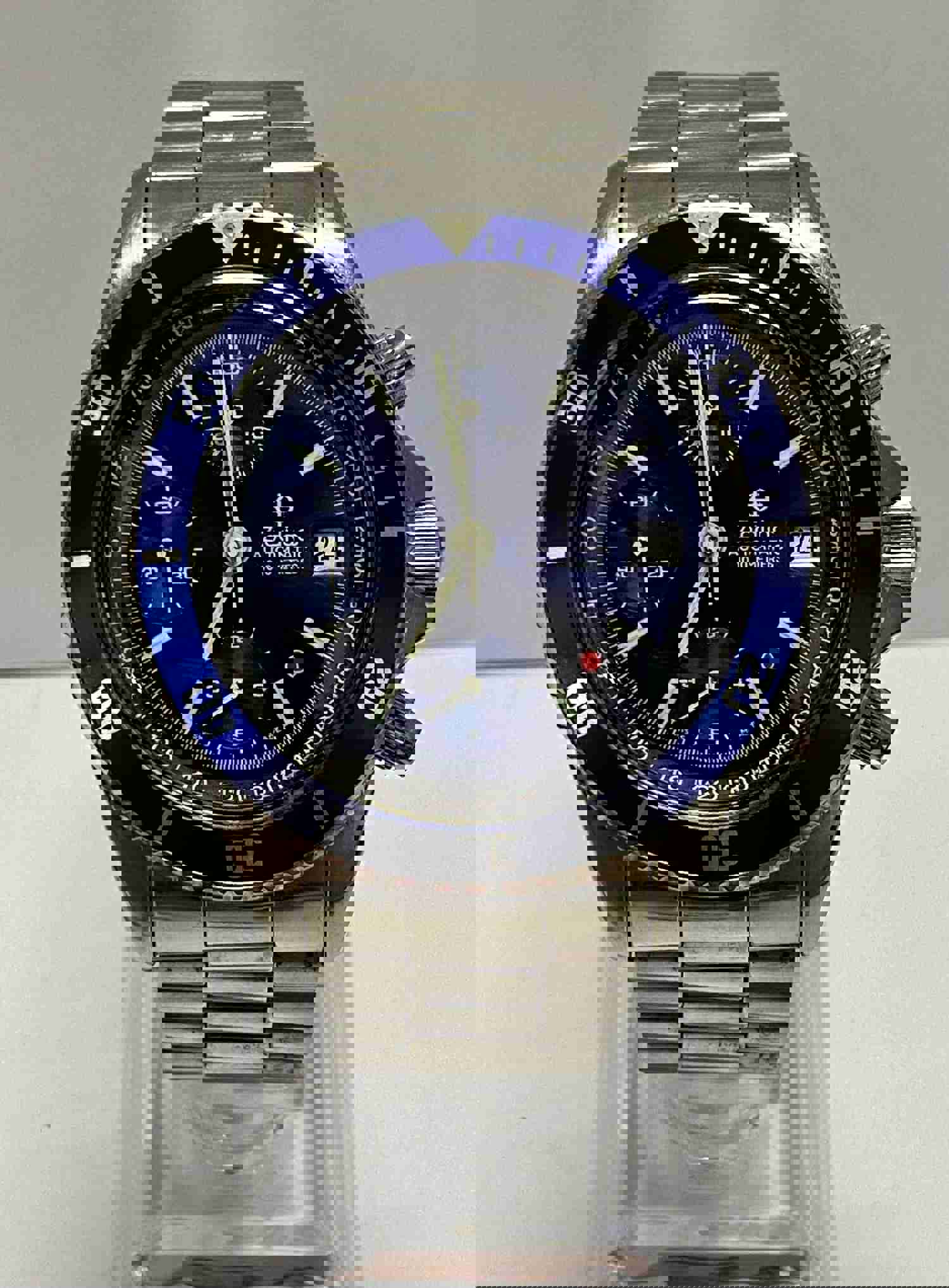 Vintage Zodiac Jumbo Chronograph Date Watch with Blue Sapphire Dial