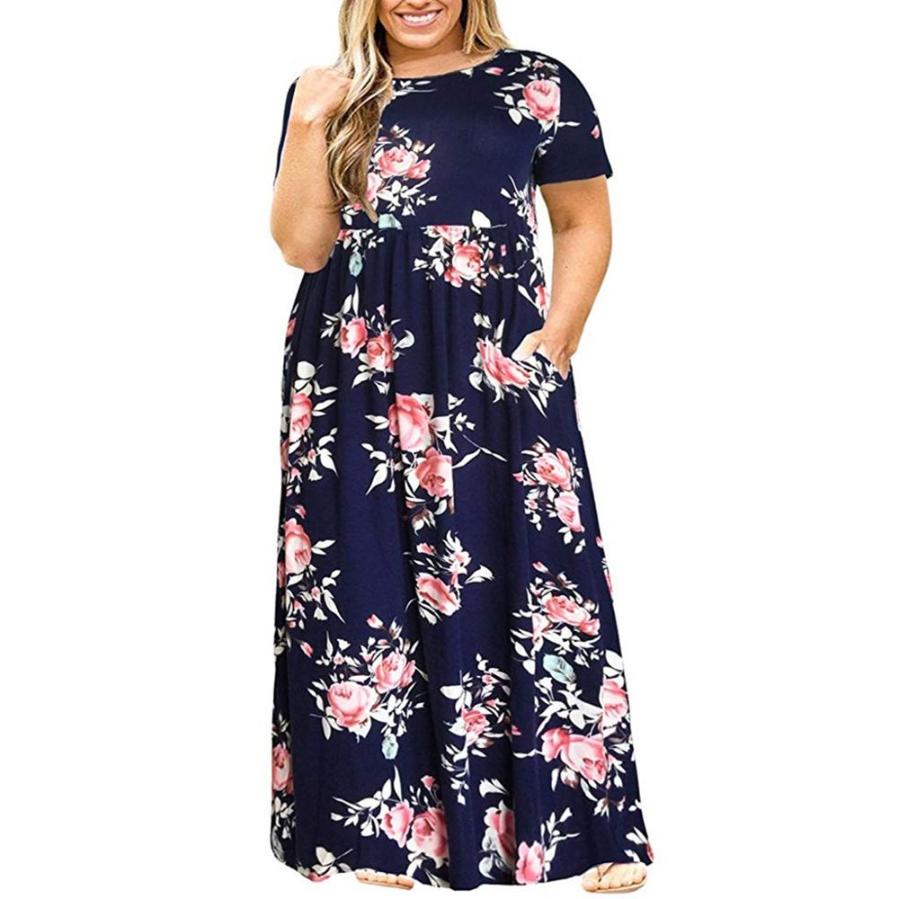 EcoBros Women's Summer Ankle-Length Print Maxi Dress