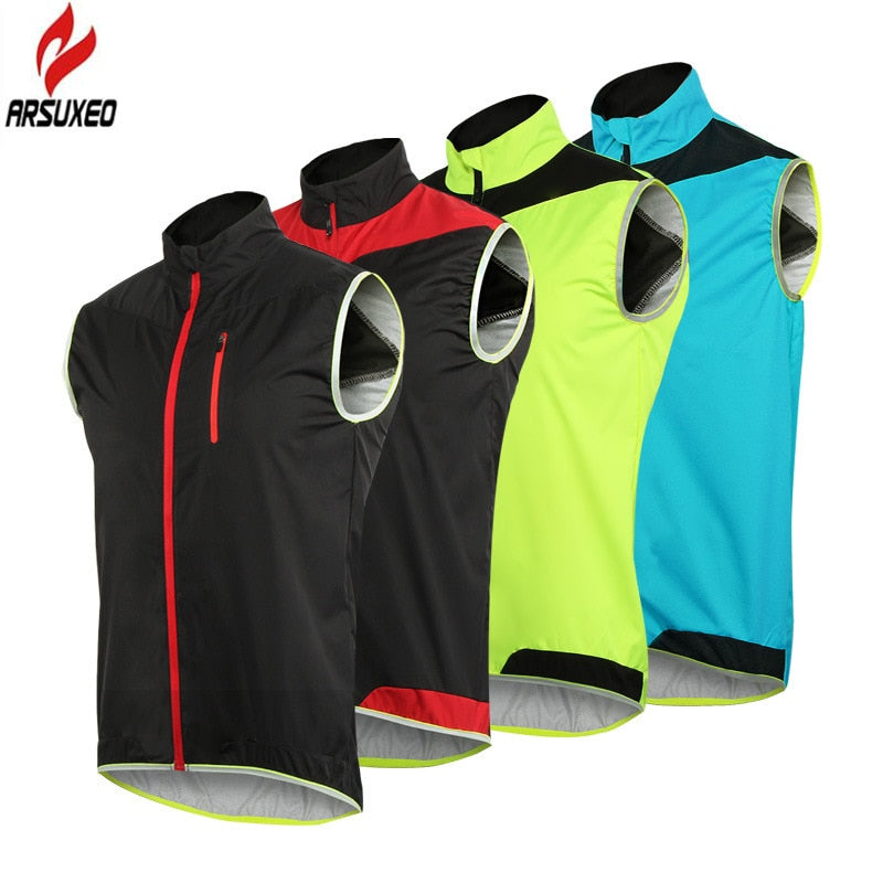 ARSUXEO Unisex Cycling Vest - Windproof, Waterproof, Reflective Sportswear