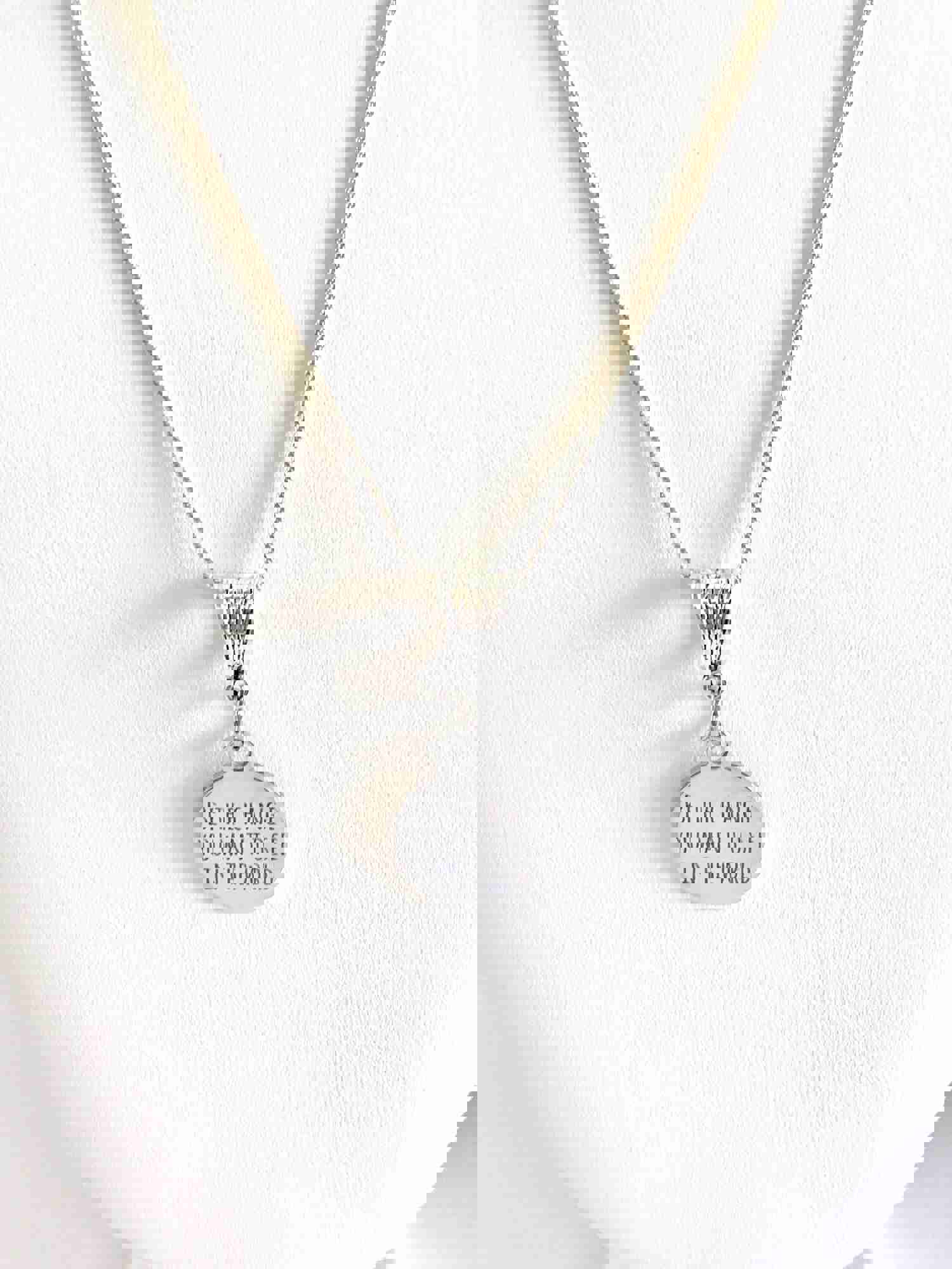 Inspirational Stainless Steel Pendant Necklace - Be the Change