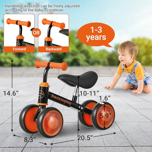 AmazingJoy 1-3 Years Toddler Balance Bike with Colorful Lights