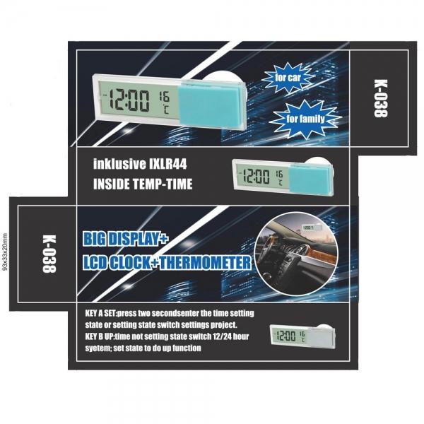 Dual-Function LCD Car Thermometer with Time Display