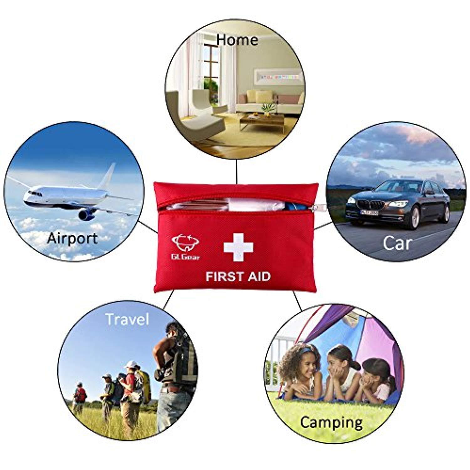 GL Gear Compact First Aid Kit, 41-Piece Emergency Survival Bag for Outdoors and Home