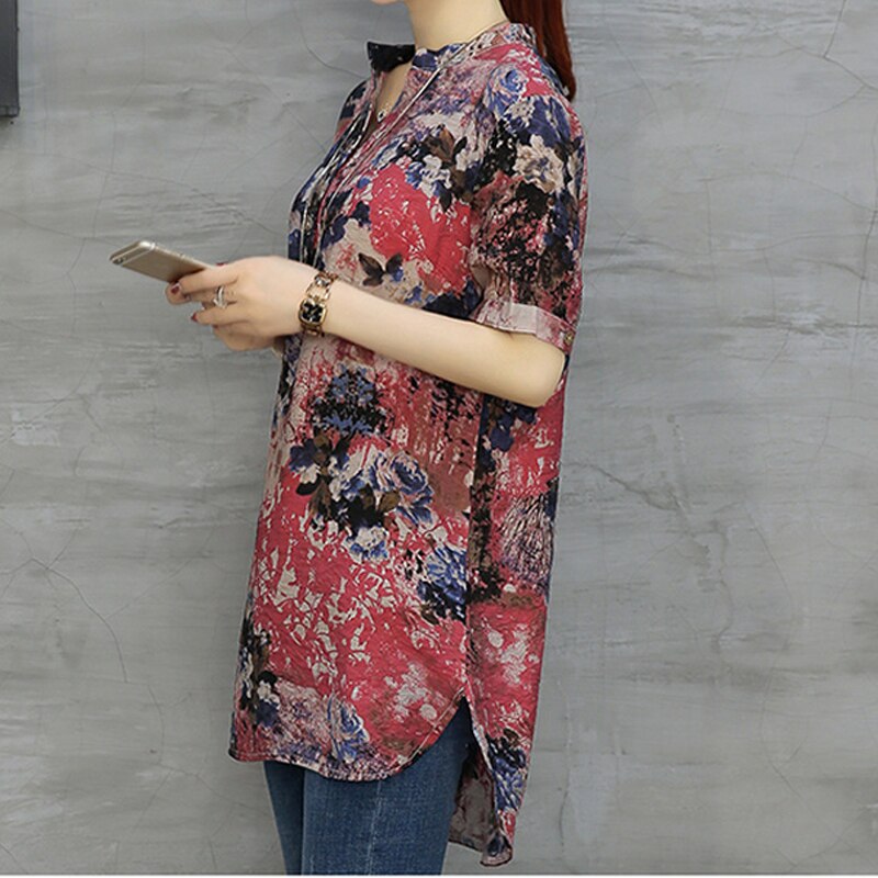Stylish Chiffon Women's V-Neck Blouse with Short Sleeves