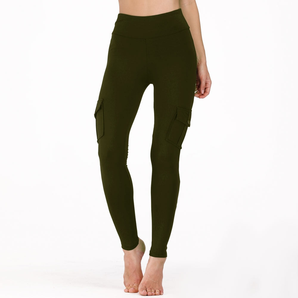 NORMOV Women's High Waist Cargo Pants with Patchwork Design