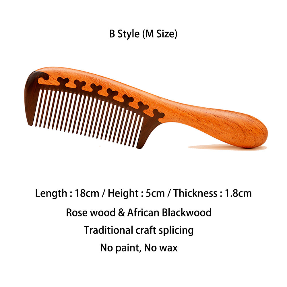 Premium Rosewood & African Blackwood Comb for Health Hair Therapy