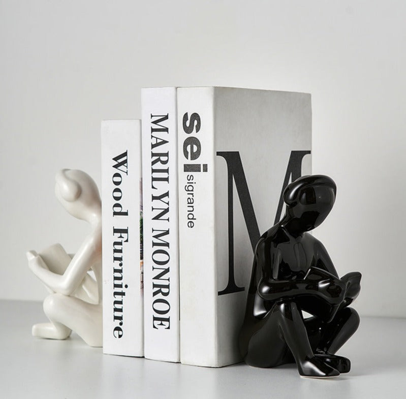 Elegant Reading with Headphones Ceramic Statue