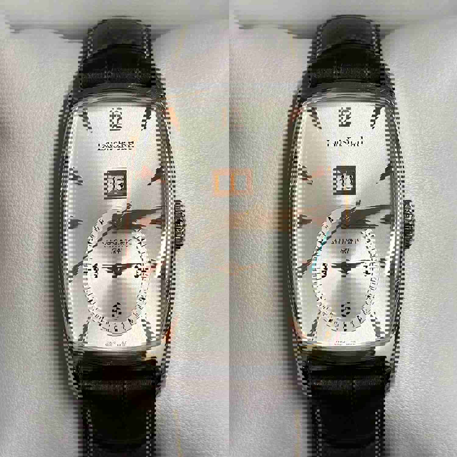 Louis Erard Stainless Steel Tank Watch with Automatic Movement