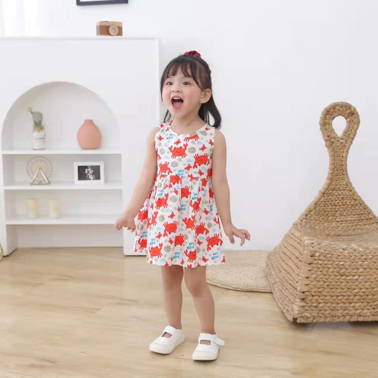 Elegant Floral Girls' Sleeveless Summer Dress