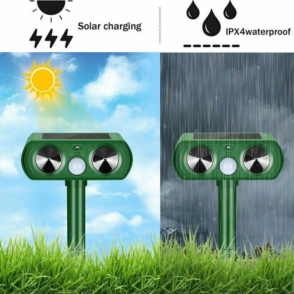 2-Pack Ultrasonic Solar Pest Repellent for Outdoor Protection